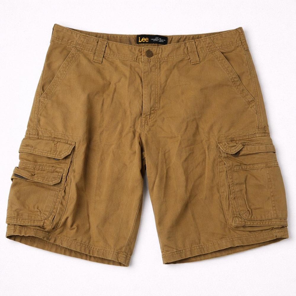 Lee Cargo Shorts Mens 36 Tan Khaki Utility Workwear Pockets Casual